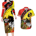 Dragons Rugby ANZAC Day Couples Matching Long Sleeve Bodycon Dress and Hawaiian Shirt Saints Rosemary Starry Night