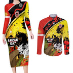 Dragons Rugby ANZAC Day Couples Matching Long Sleeve Bodycon Dress and Long Sleeve Button Shirt Saints Rosemary Starry Night