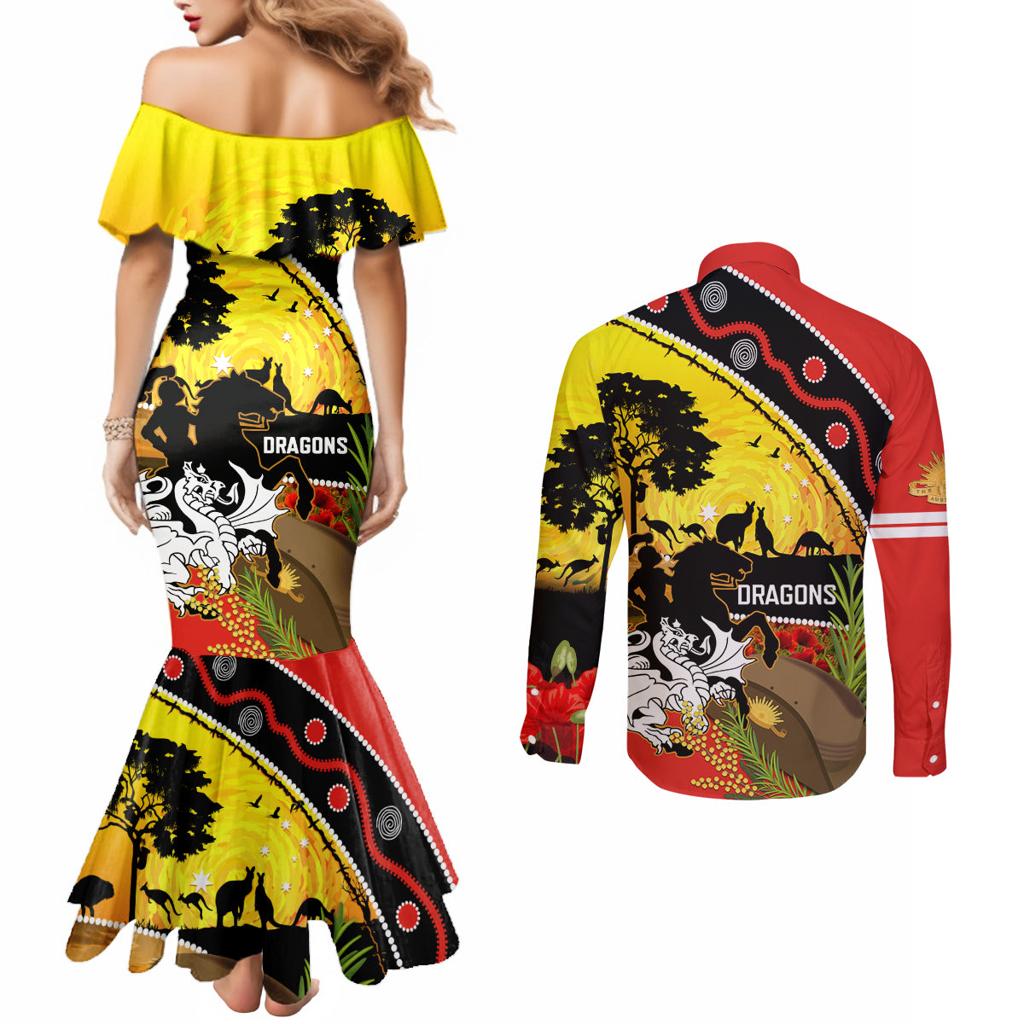 Dragons Rugby ANZAC Day Couples Matching Mermaid Dress and Long Sleeve Button Shirt Saints Rosemary Starry Night