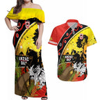 Dragons Rugby ANZAC Day Couples Matching Off Shoulder Maxi Dress and Hawaiian Shirt Saints Rosemary Starry Night