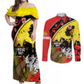 Dragons Rugby ANZAC Day Couples Matching Off Shoulder Maxi Dress and Long Sleeve Button Shirt Saints Rosemary Starry Night