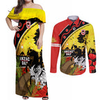 Dragons Rugby ANZAC Day Couples Matching Off Shoulder Maxi Dress and Long Sleeve Button Shirt Saints Rosemary Starry Night