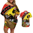 Dragons Rugby ANZAC Day Couples Matching Off Shoulder Short Dress and Hawaiian Shirt Saints Rosemary Starry Night