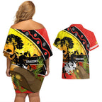Dragons Rugby ANZAC Day Couples Matching Off Shoulder Short Dress and Hawaiian Shirt Saints Rosemary Starry Night