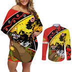 Dragons Rugby ANZAC Day Couples Matching Off Shoulder Short Dress and Long Sleeve Button Shirt Saints Rosemary Starry Night