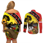 Dragons Rugby ANZAC Day Couples Matching Off Shoulder Short Dress and Long Sleeve Button Shirt Saints Rosemary Starry Night