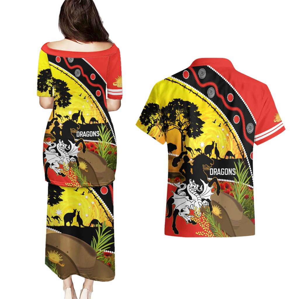 Dragons Rugby ANZAC Day Couples Matching Puletasi and Hawaiian Shirt Saints Rosemary Starry Night