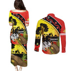Dragons Rugby ANZAC Day Couples Matching Puletasi and Long Sleeve Button Shirt Saints Rosemary Starry Night