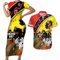 Dragons Rugby ANZAC Day Couples Matching Short Sleeve Bodycon Dress and Hawaiian Shirt Saints Rosemary Starry Night