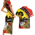 Dragons Rugby ANZAC Day Couples Matching Short Sleeve Bodycon Dress and Hawaiian Shirt Saints Rosemary Starry Night