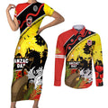 Dragons Rugby ANZAC Day Couples Matching Short Sleeve Bodycon Dress and Long Sleeve Button Shirt Saints Rosemary Starry Night