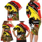 Dragons Rugby ANZAC Day Family Matching Long Sleeve Bodycon Dress and Hawaiian Shirt Saints Rosemary Starry Night