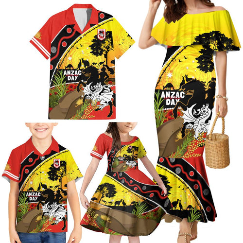 Dragons Rugby ANZAC Day Family Matching Mermaid Dress and Hawaiian Shirt Saints Rosemary Starry Night