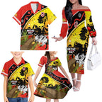 Dragons Rugby ANZAC Day Family Matching Off Shoulder Long Sleeve Dress and Hawaiian Shirt Saints Rosemary Starry Night