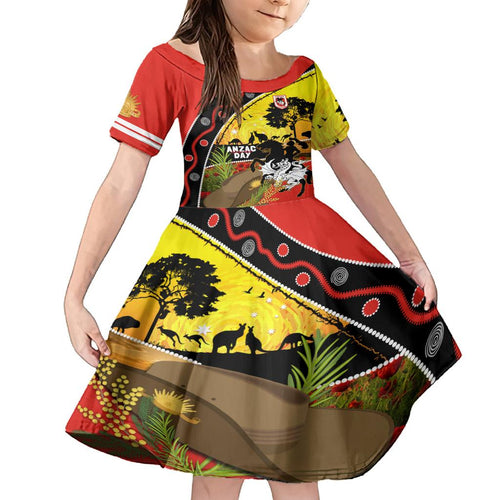 Dragons Rugby ANZAC Day Family Matching Off Shoulder Long Sleeve Dress and Hawaiian Shirt Saints Rosemary Starry Night