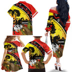 Dragons Rugby ANZAC Day Family Matching Off Shoulder Long Sleeve Dress and Hawaiian Shirt Saints Rosemary Starry Night