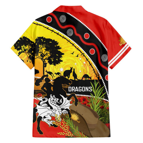 Dragons Rugby ANZAC Day Family Matching Off Shoulder Maxi Dress and Hawaiian Shirt Saints Rosemary Starry Night