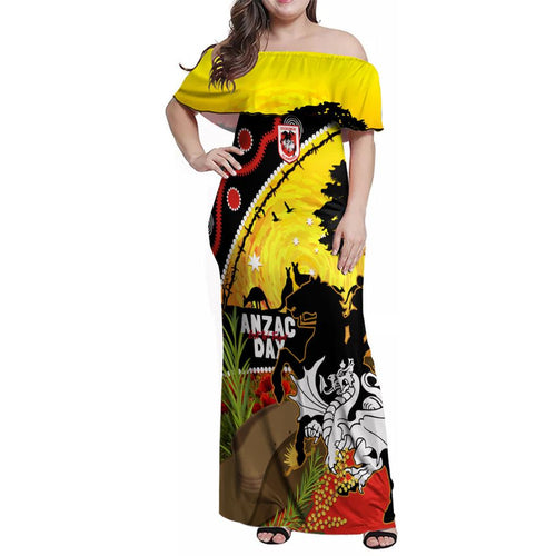 Dragons Rugby ANZAC Day Family Matching Off Shoulder Maxi Dress and Hawaiian Shirt Saints Rosemary Starry Night