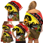 Dragons Rugby ANZAC Day Family Matching Off Shoulder Short Dress and Hawaiian Shirt Saints Rosemary Starry Night