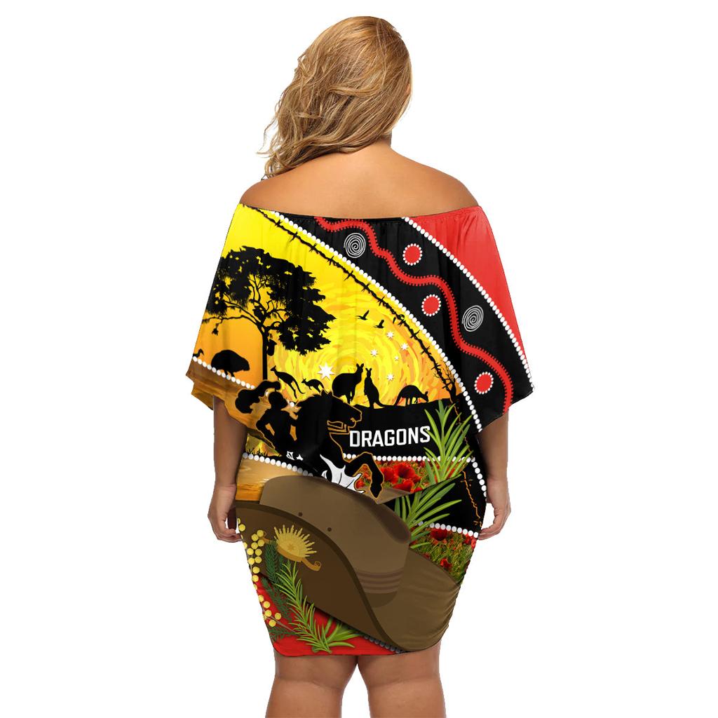 Dragons Rugby ANZAC Day Family Matching Off Shoulder Short Dress and Hawaiian Shirt Saints Rosemary Starry Night
