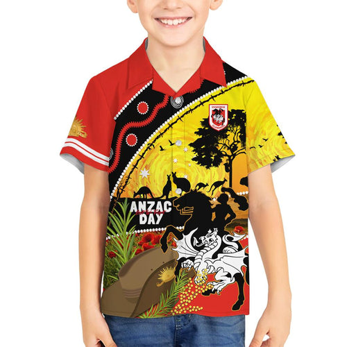Dragons Rugby ANZAC Day Family Matching Off Shoulder Short Dress and Hawaiian Shirt Saints Rosemary Starry Night