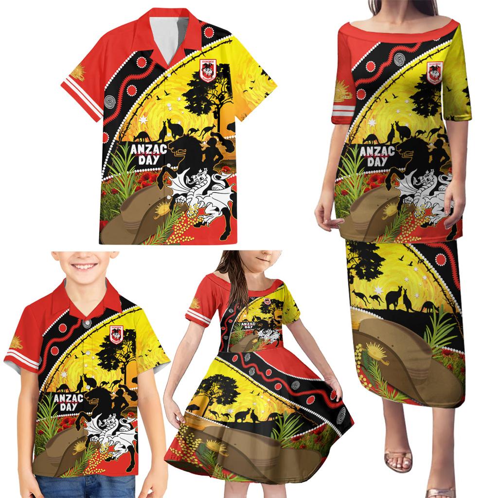 Dragons Rugby ANZAC Day Family Matching Puletasi and Hawaiian Shirt Saints Rosemary Starry Night