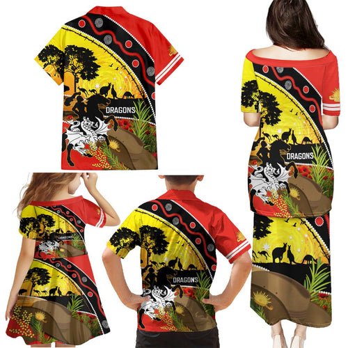 Dragons Rugby ANZAC Day Family Matching Puletasi and Hawaiian Shirt Saints Rosemary Starry Night