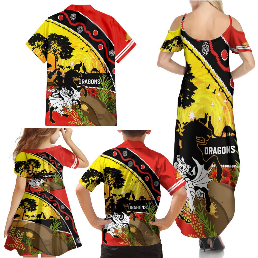 Dragons Rugby ANZAC Day Family Matching Summer Maxi Dress and Hawaiian Shirt Saints Rosemary Starry Night