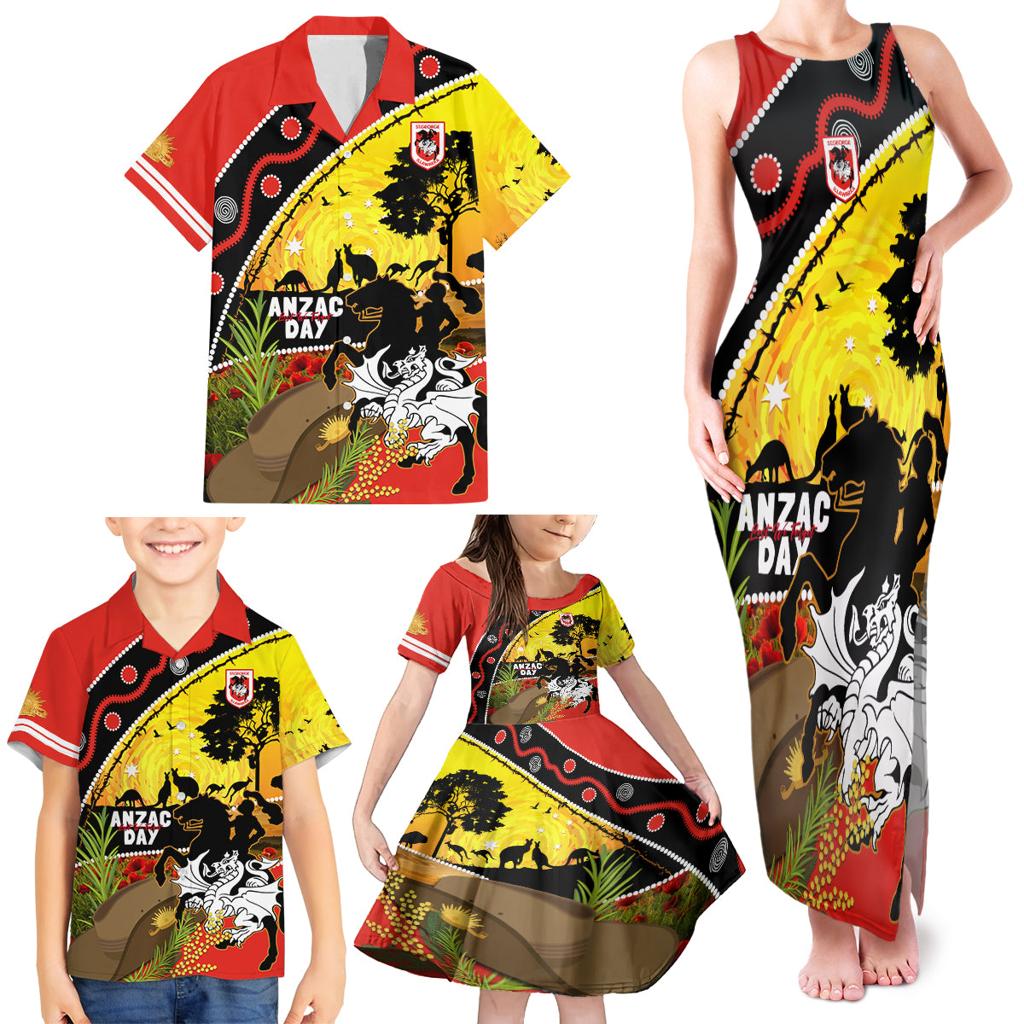 Dragons Rugby ANZAC Day Family Matching Tank Maxi Dress and Hawaiian Shirt Saints Rosemary Starry Night