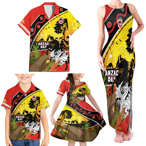 Dragons Rugby ANZAC Day Family Matching Tank Maxi Dress and Hawaiian Shirt Saints Rosemary Starry Night