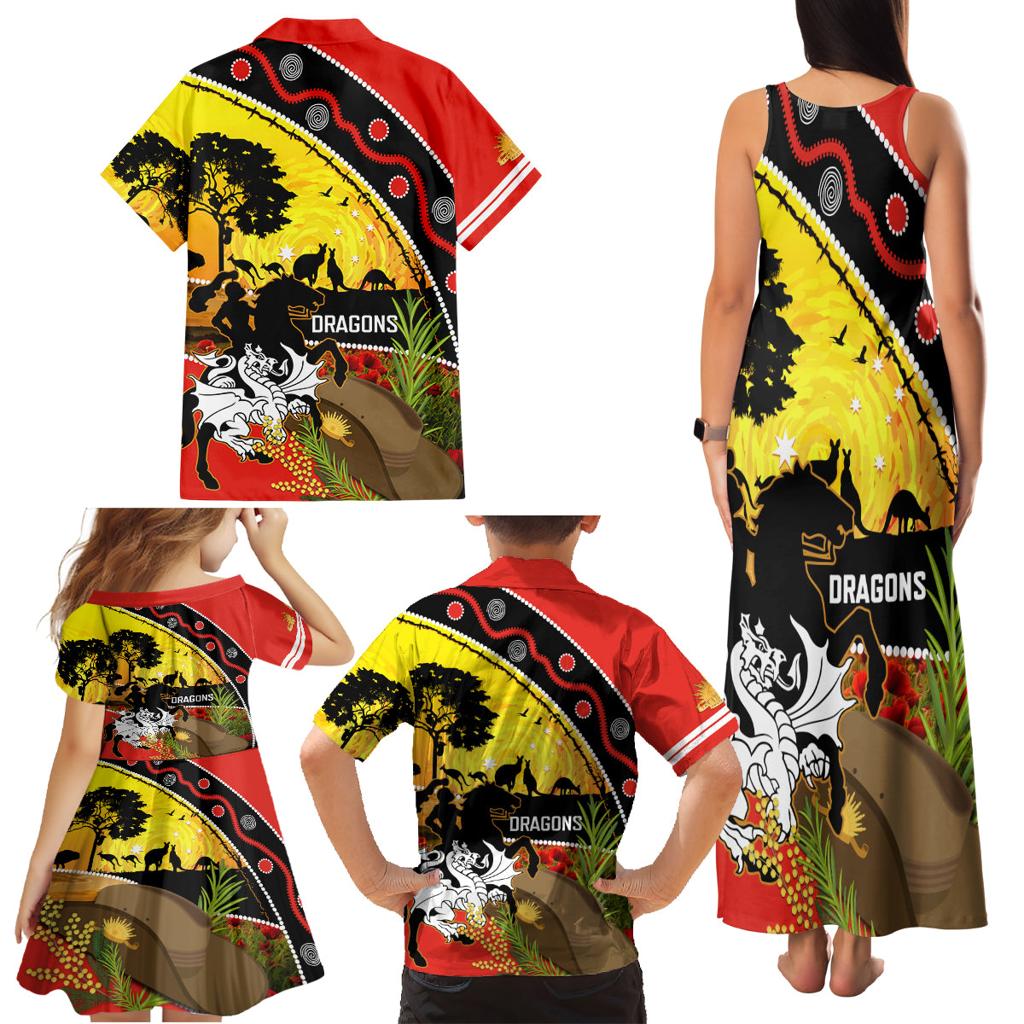 Dragons Rugby ANZAC Day Family Matching Tank Maxi Dress and Hawaiian Shirt Saints Rosemary Starry Night