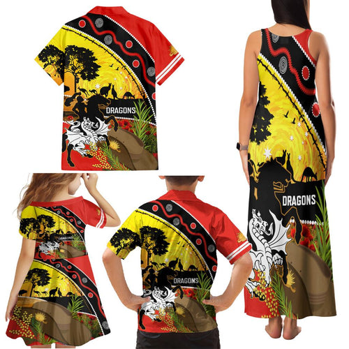 Dragons Rugby ANZAC Day Family Matching Tank Maxi Dress and Hawaiian Shirt Saints Rosemary Starry Night