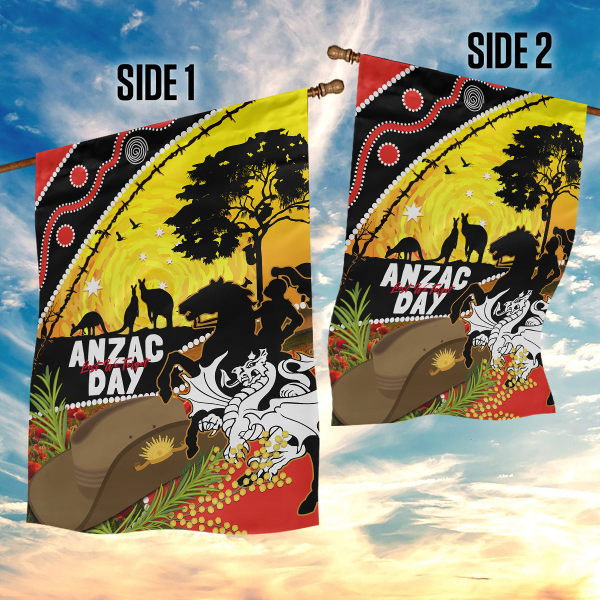Dragons Rugby ANZAC Day Garden Flag Saints Rosemary Starry Night