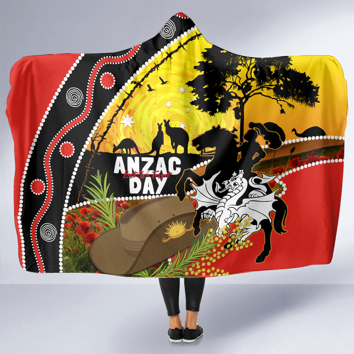 Dragons Rugby ANZAC Day Hooded Blanket Saints Rosemary Starry Night