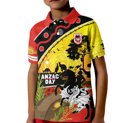 Dragons Rugby ANZAC Day Kid Polo Shirt Saints Rosemary Starry Night