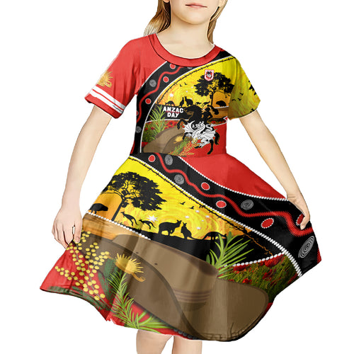 Dragons Rugby ANZAC Day Kid Short Sleeve Dress Saints Rosemary Starry Night
