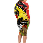 Dragons Rugby ANZAC Day Long Sleeve Bodycon Dress Saints Rosemary Starry Night