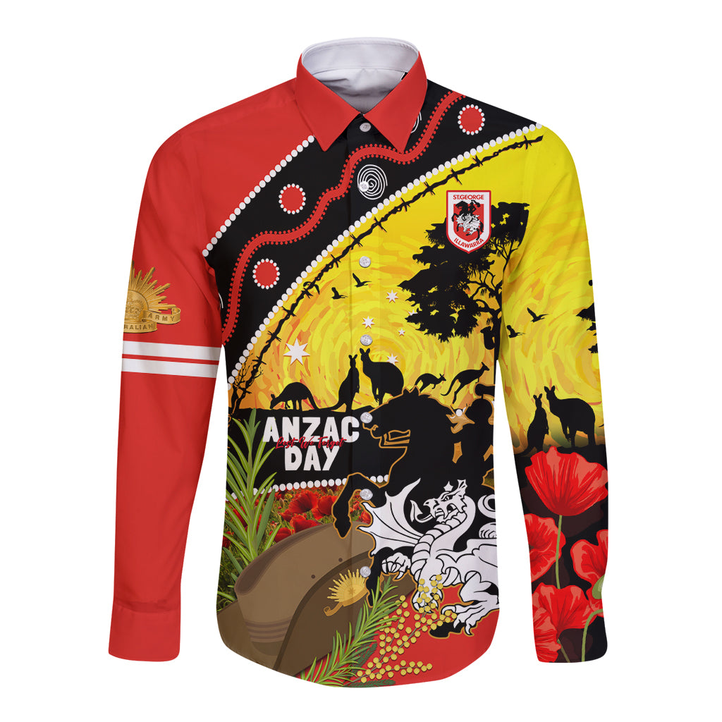Dragons Rugby ANZAC Day Long Sleeve Button Shirt Saints Rosemary Starry Night