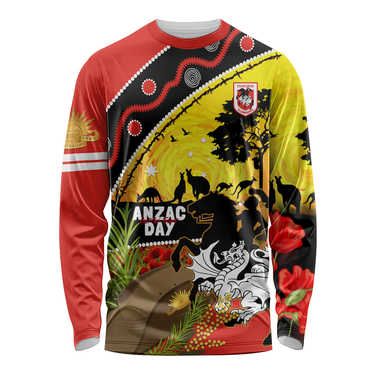 Dragons Rugby ANZAC Day Long Sleeve Shirt Saints Rosemary Starry Night