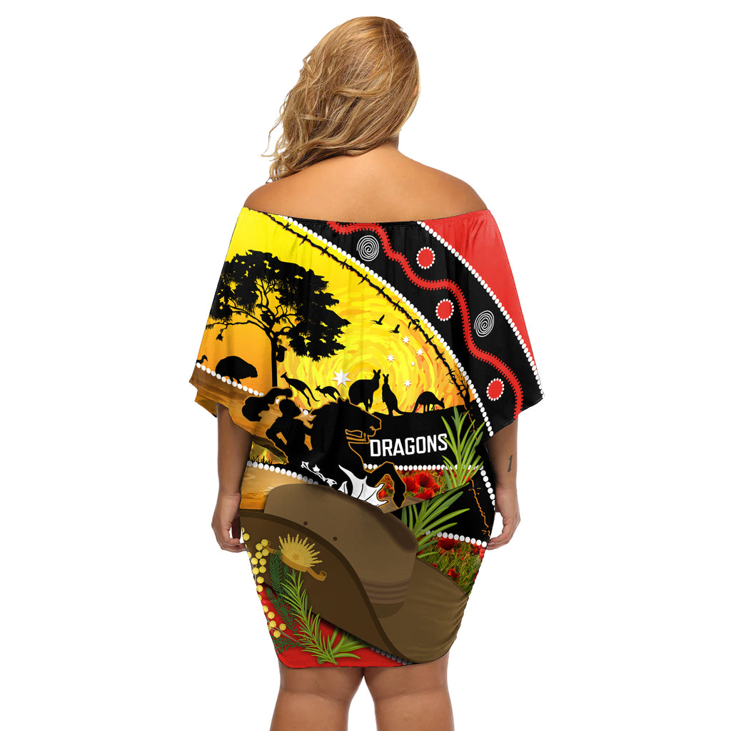 Dragons Rugby ANZAC Day Off Shoulder Short Dress Saints Rosemary Starry Night