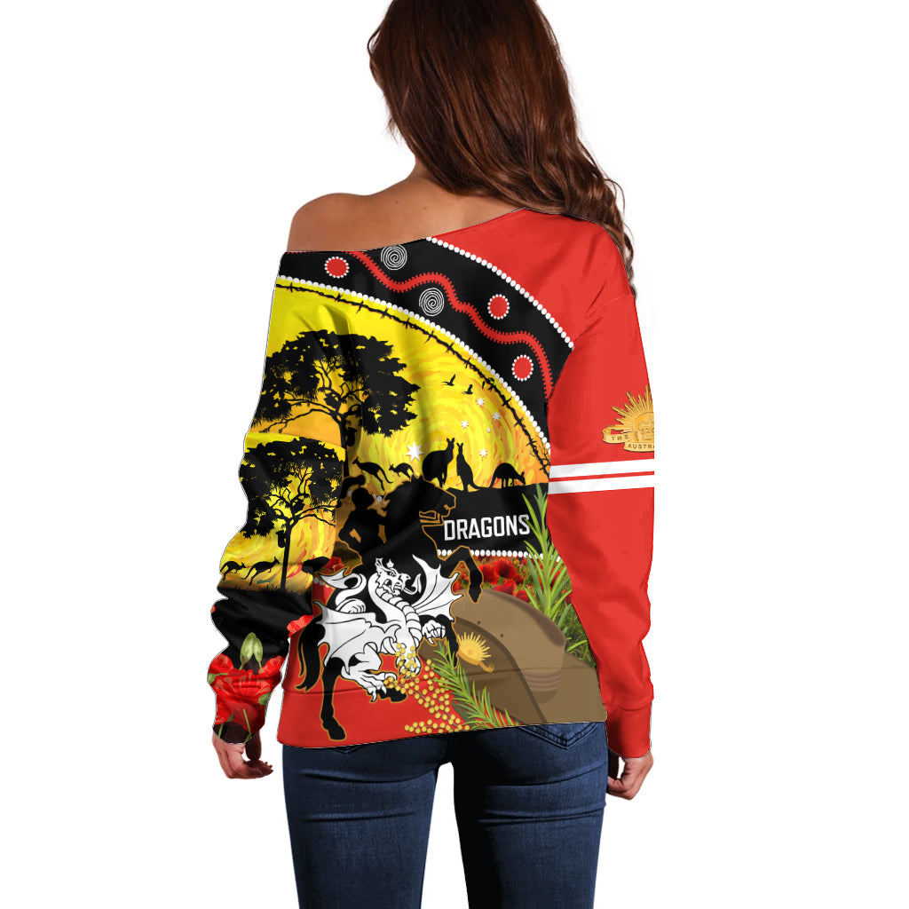 Dragons Rugby ANZAC Day Off Shoulder Sweater Saints Rosemary Starry Night