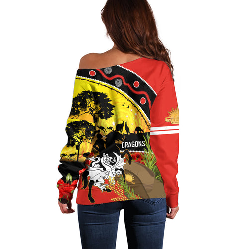 Dragons Rugby ANZAC Day Off Shoulder Sweater Saints Rosemary Starry Night