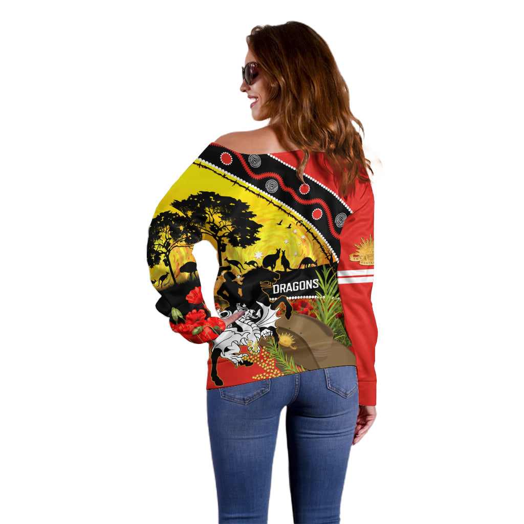 Dragons Rugby ANZAC Day Off Shoulder Sweater Saints Rosemary Starry Night