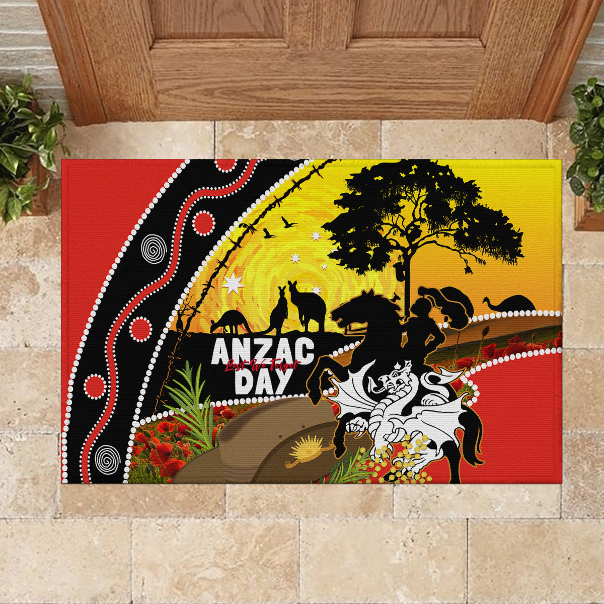Dragons Rugby ANZAC Day Rubber Doormat Saints Rosemary Starry Night