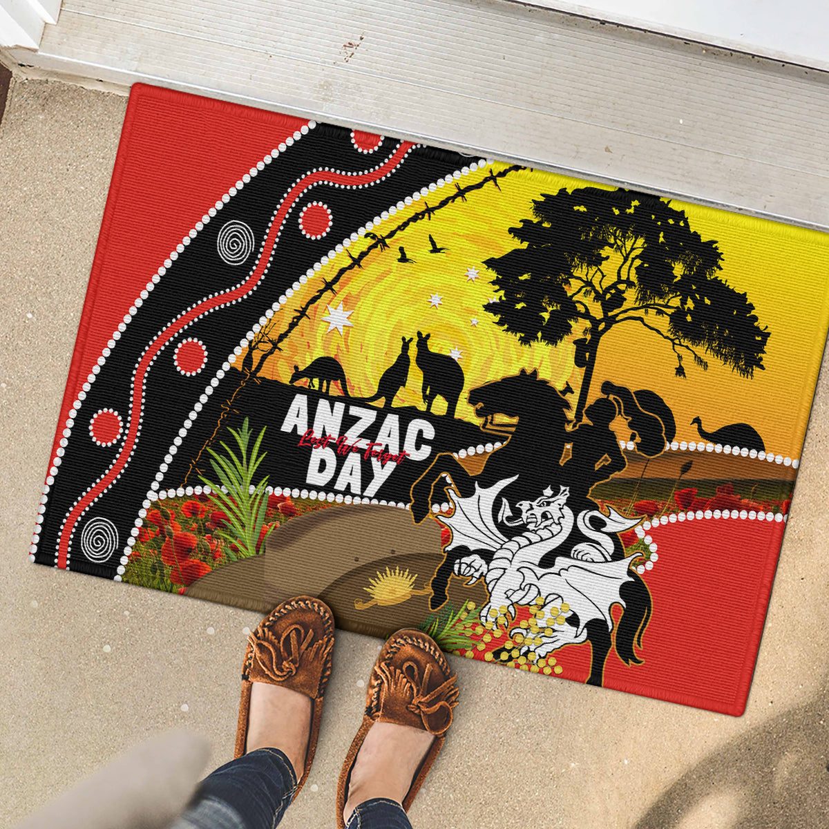Dragons Rugby ANZAC Day Rubber Doormat Saints Rosemary Starry Night