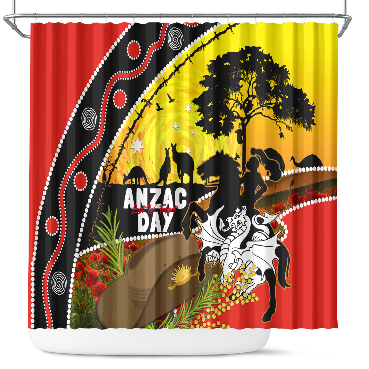 Dragons Rugby ANZAC Day Shower Curtain Saints Rosemary Starry Night