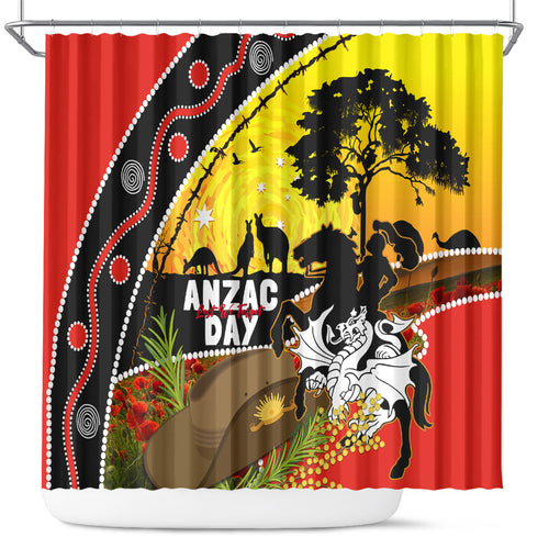 Dragons Rugby ANZAC Day Shower Curtain Saints Rosemary Starry Night