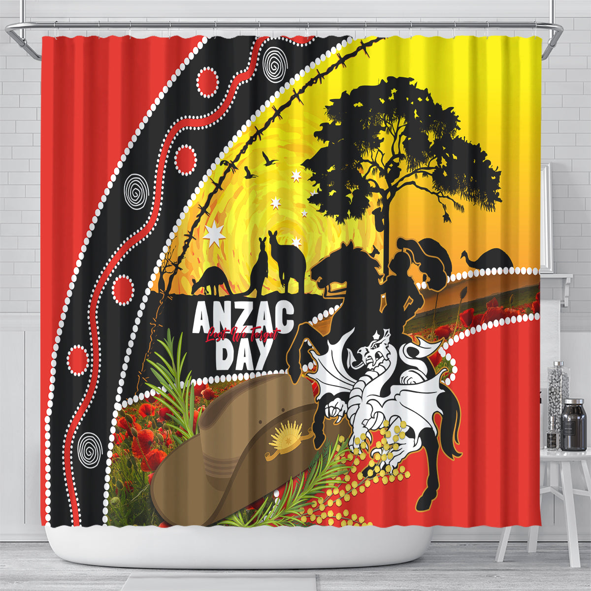 Dragons Rugby ANZAC Day Shower Curtain Saints Rosemary Starry Night