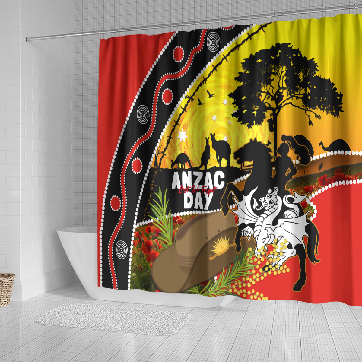 Dragons Rugby ANZAC Day Shower Curtain Saints Rosemary Starry Night