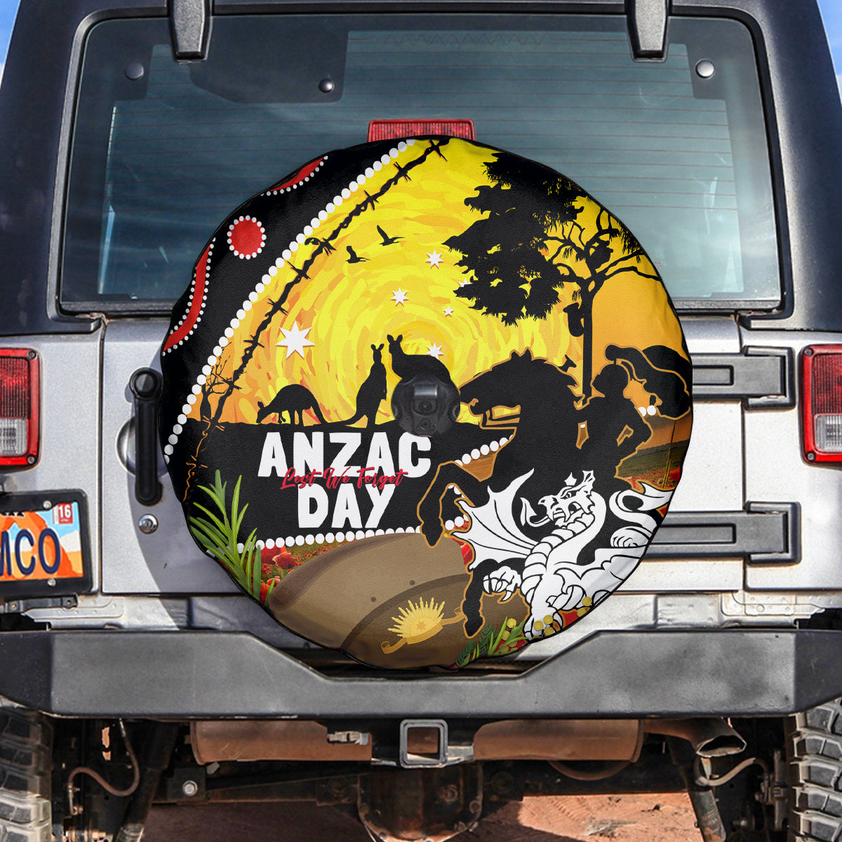 Dragons Rugby ANZAC Day Spare Tire Cover Saints Rosemary Starry Night